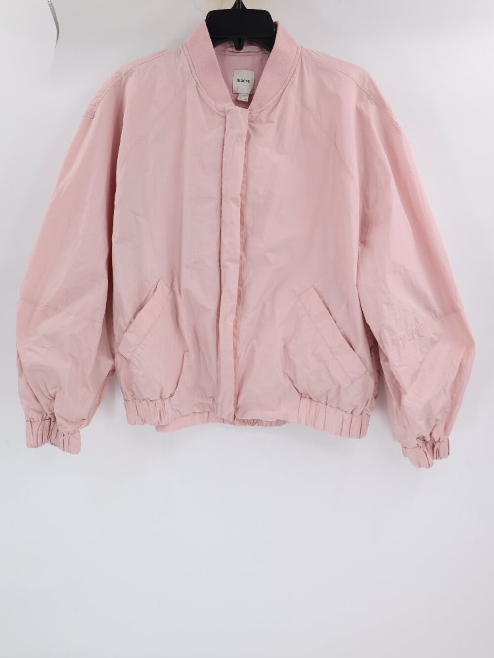 Maeve Bomber Jacket Womens Medium Balloon Sleeve Zip Front Lightweight Pink
